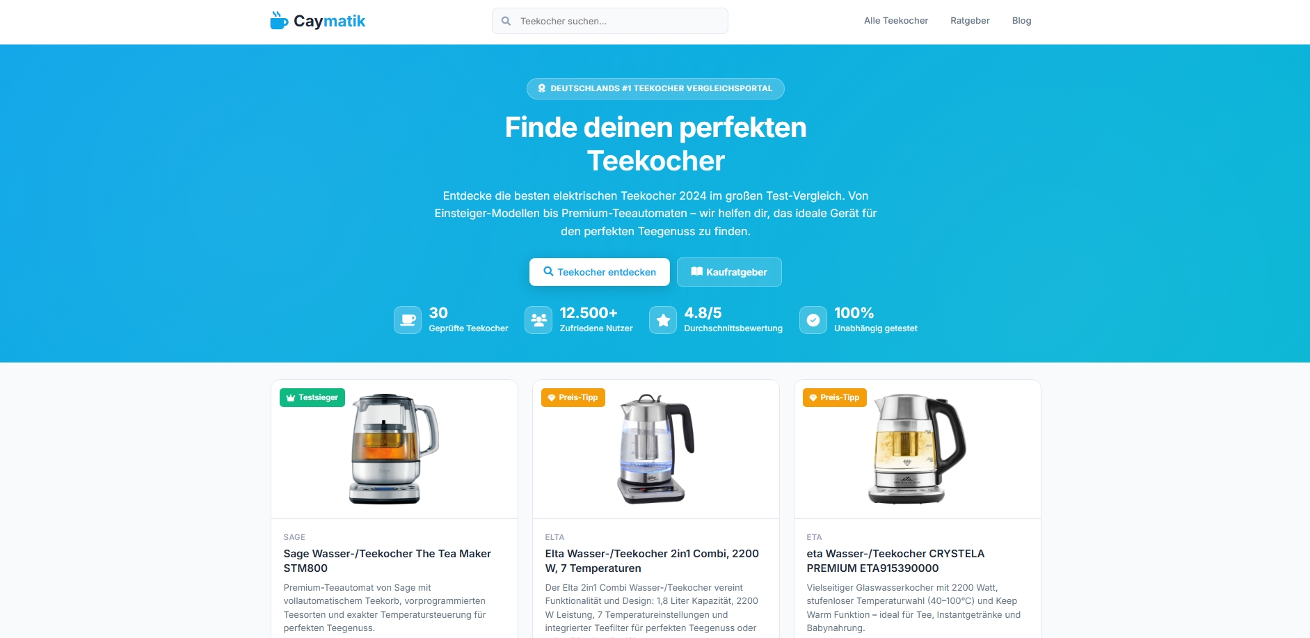 Vorschau Caymatik Webseite