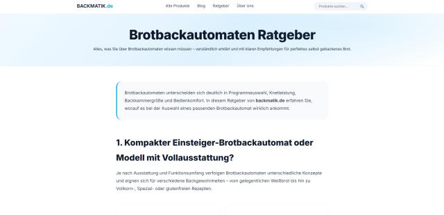 Backmatik.de - Vergleichsportal für Brotbackautomaten