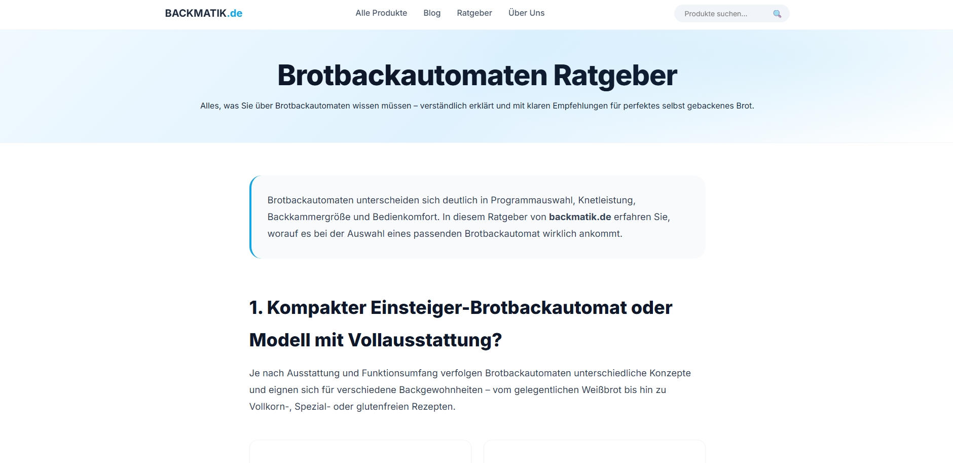 Backmatik.de Website Screenshot