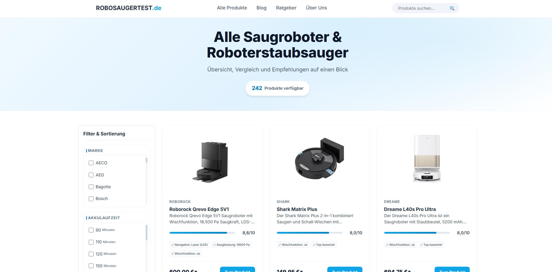 Robosaugertest.de Website Screenshot